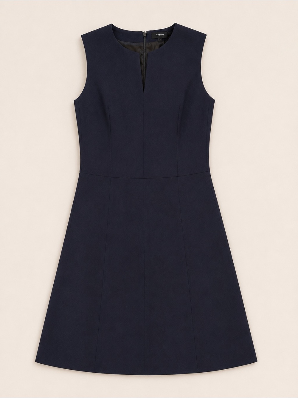 Theory Virgin Wool Mini Dress
 Sleeveless Navy A-Line Sheath Dress Size 6